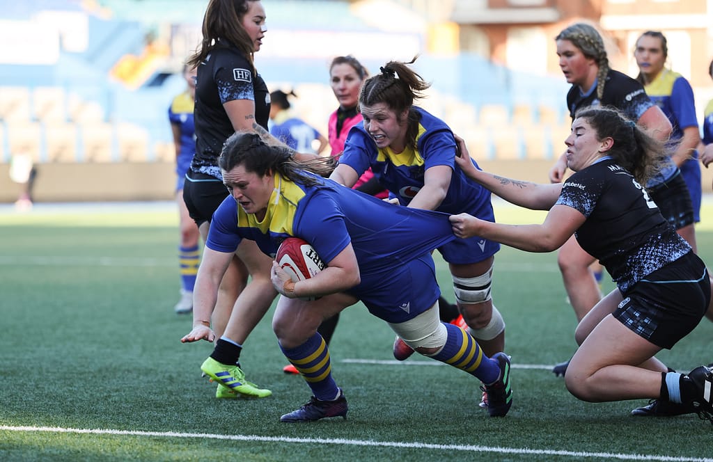 Abbey Constable of Gwalia Lightning charges through to score try, 2024.